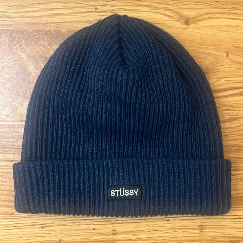 stussy navy blue beanie